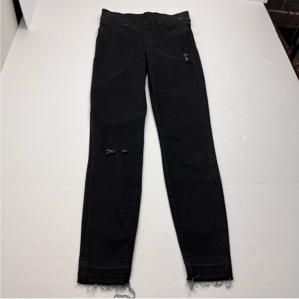 Spanx Distressed Jegging‎ Womens Size XS Black Pull On Raw Hem Slimming Skinny